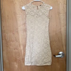 Cream Lace / Eyelet Bodycon Dress